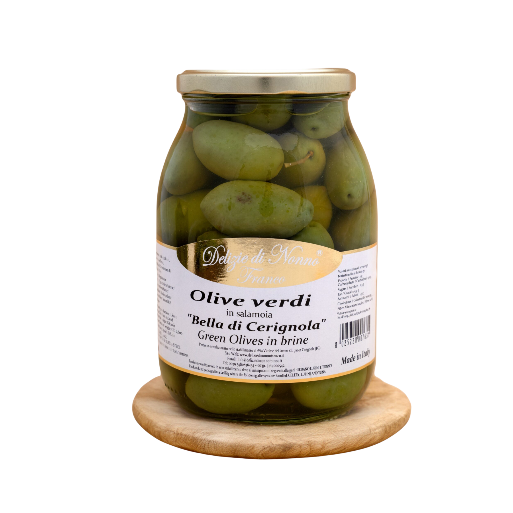 Oliivid “Bella di Cerignola 3G” soolvees, 1062 g